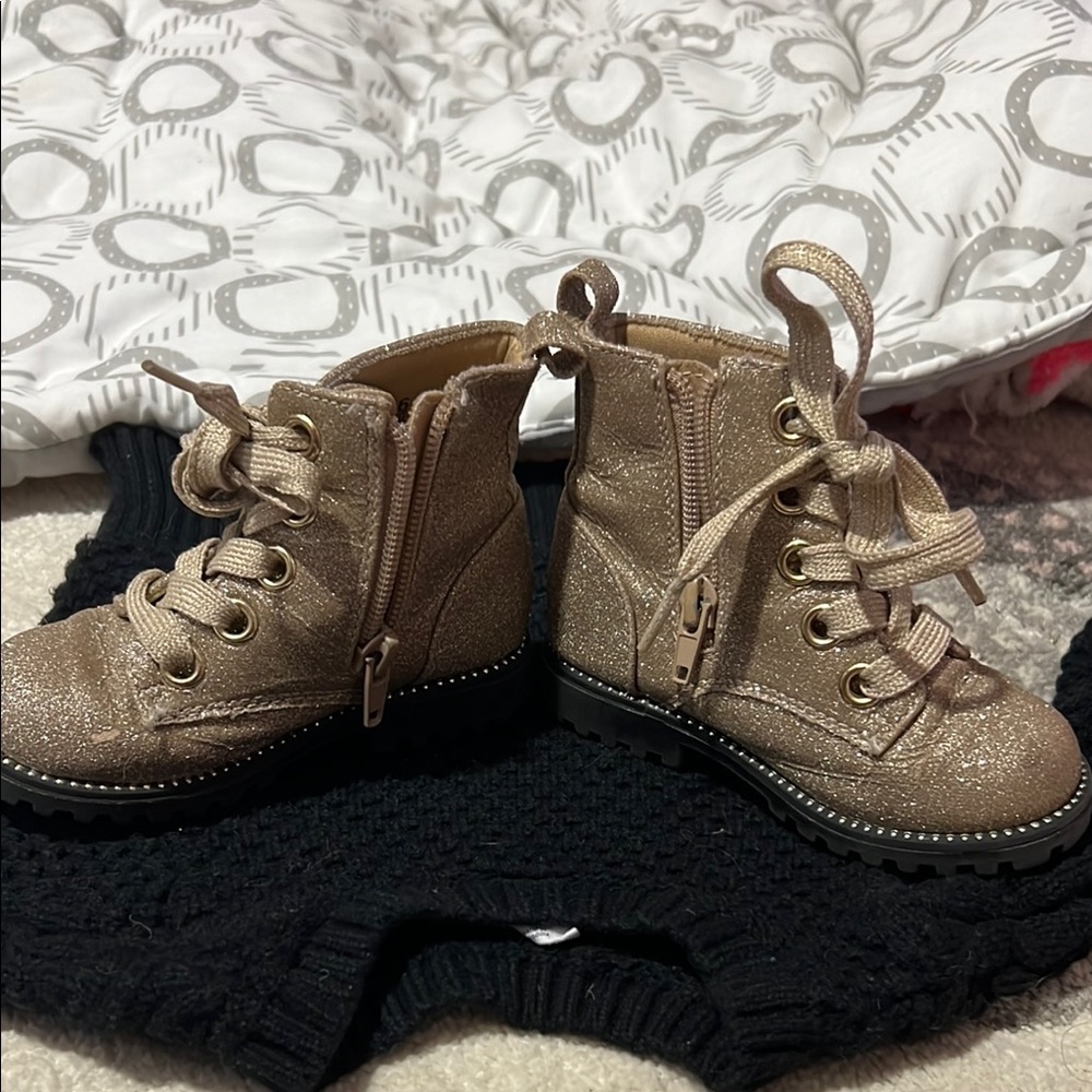 Cynthia Rowley Gold Ankle Boots with Sturdy Sole